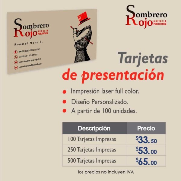 Tarjetas de Presentación Impresión Laser - Image 2